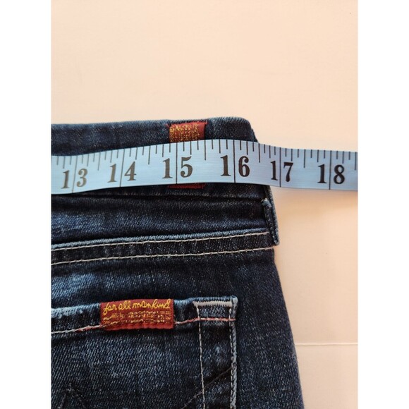 7 For All Mankind Jeans Women 30 Blue Denim A Pocket Stretch Bootcut Flare 33x31 - Picture 6 of 7